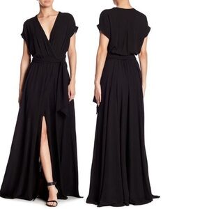 Meghan LA Black Jasmine Wrap Maxi Dress